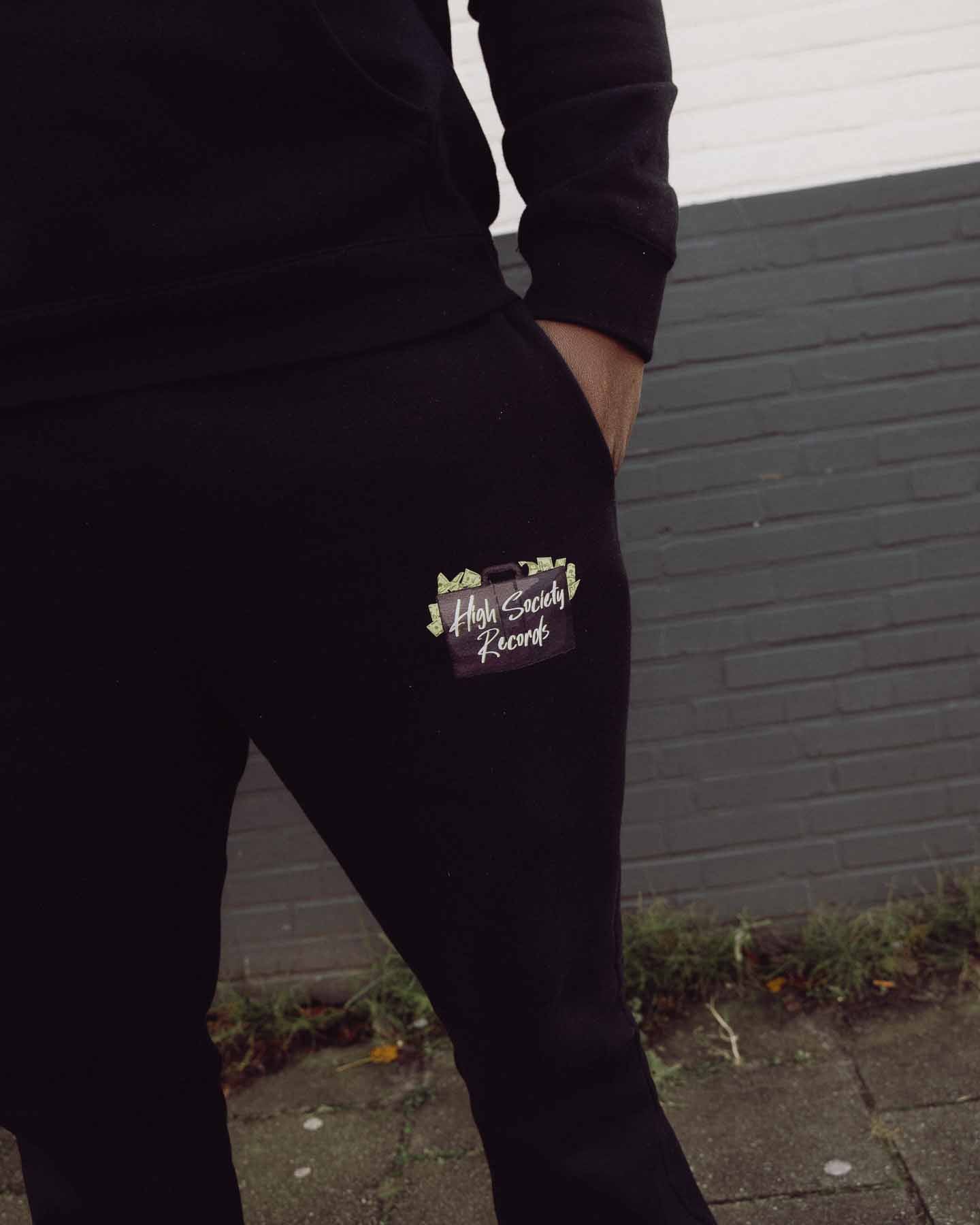 HIGH SOCIETY RECORDS FLEECE JOGGERS - BLACK