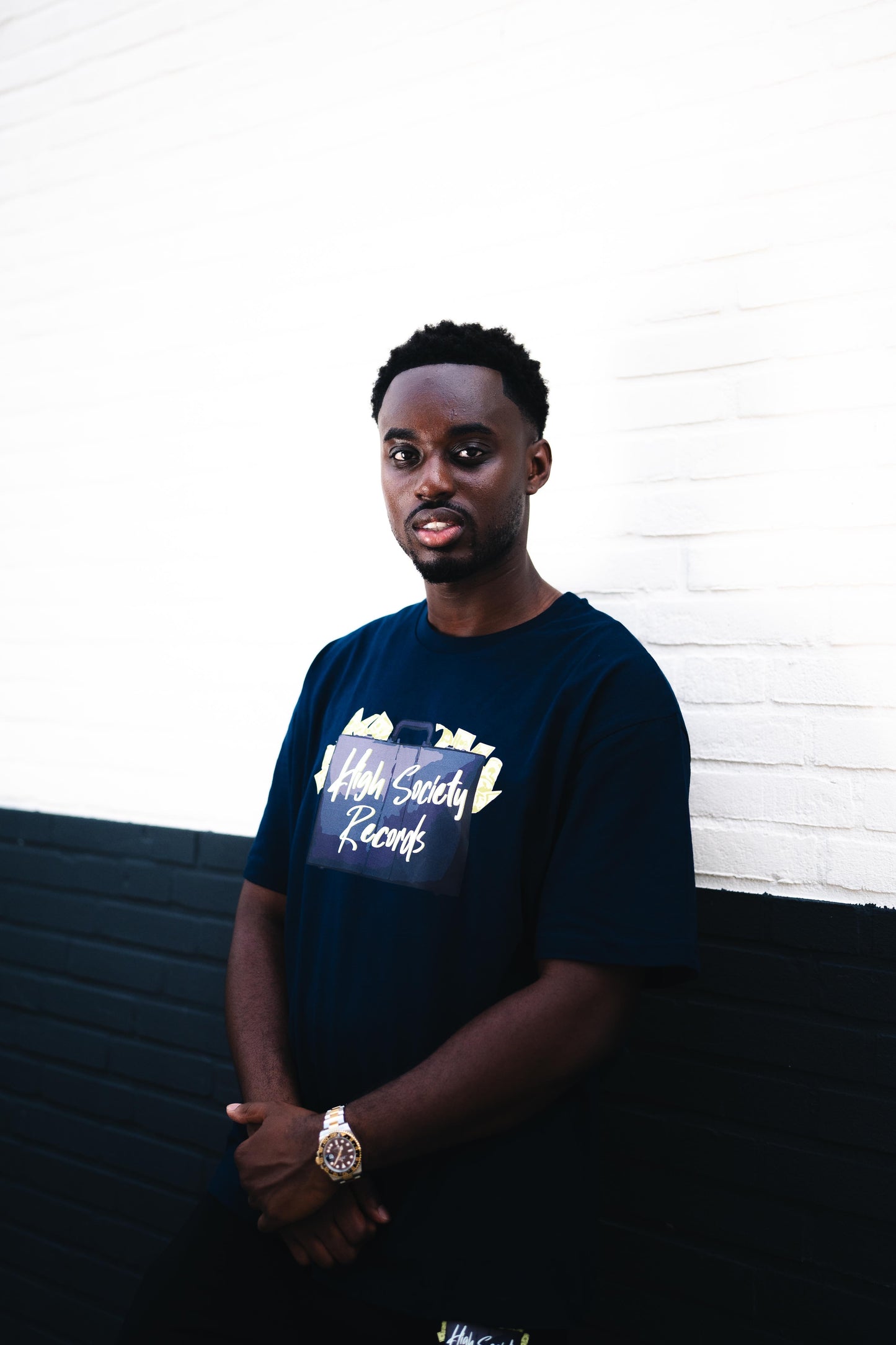 HIGH SOCIETY RECORDS TEE - NAVY BLUE