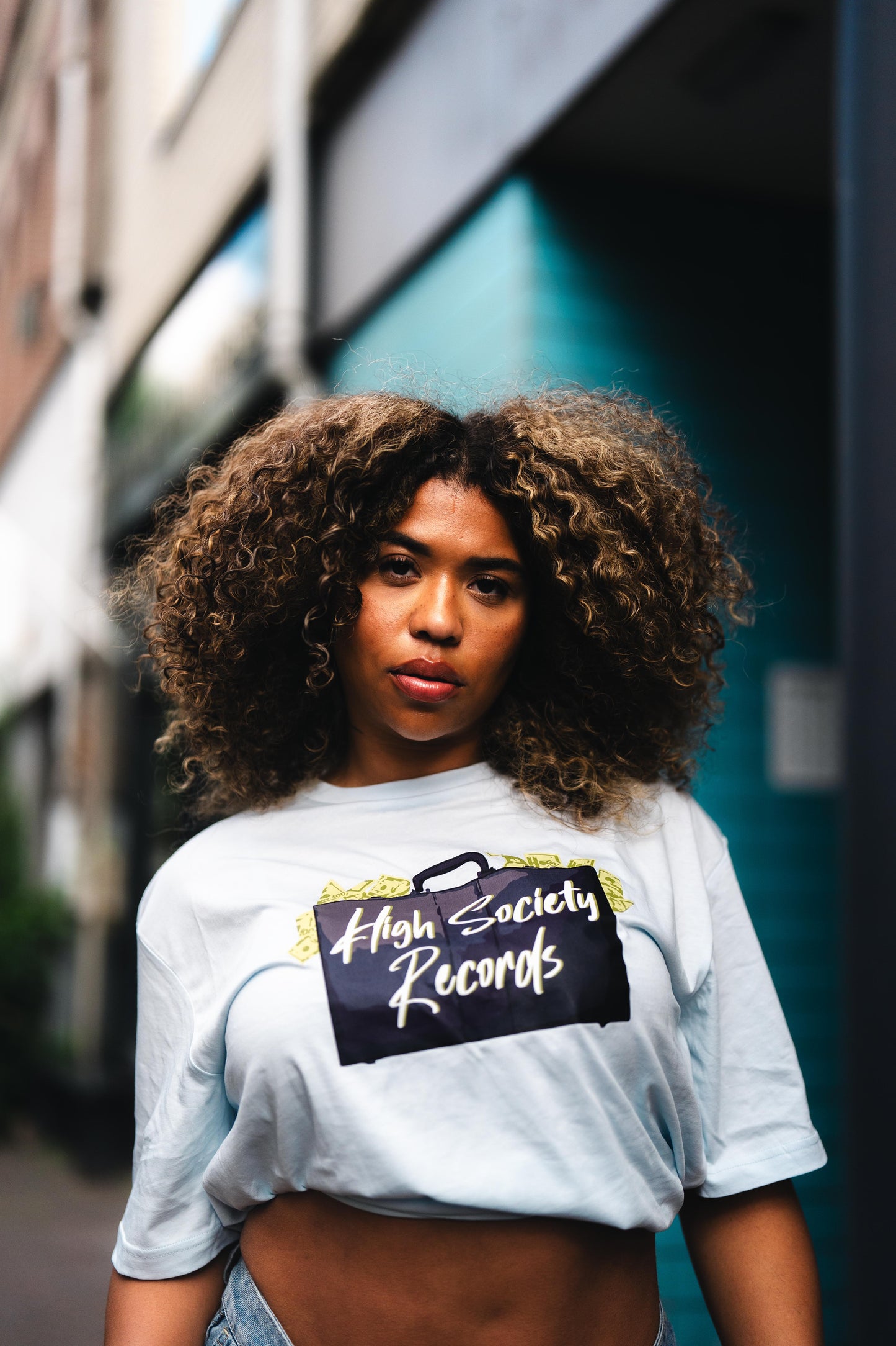 HIGH SOCIETY RECORDS TEE - BLUE ICE