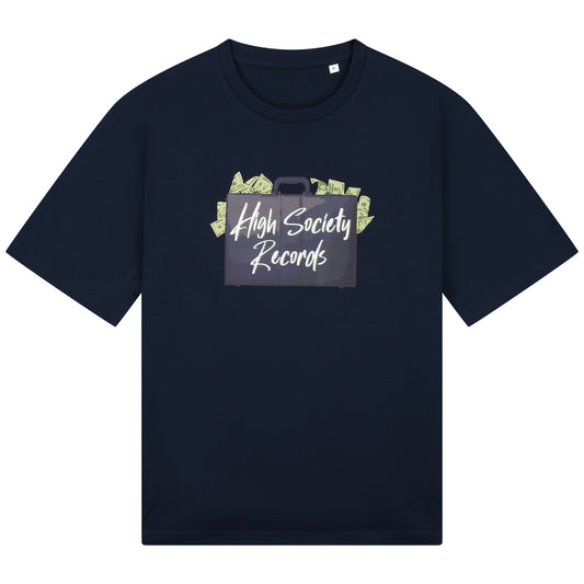 HIGH SOCIETY RECORDS TEE - NAVY BLUE